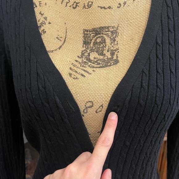 Shu Shu Cable Knit Black Fitted Button Down Sweater Dress Small - Picture 4 of 6